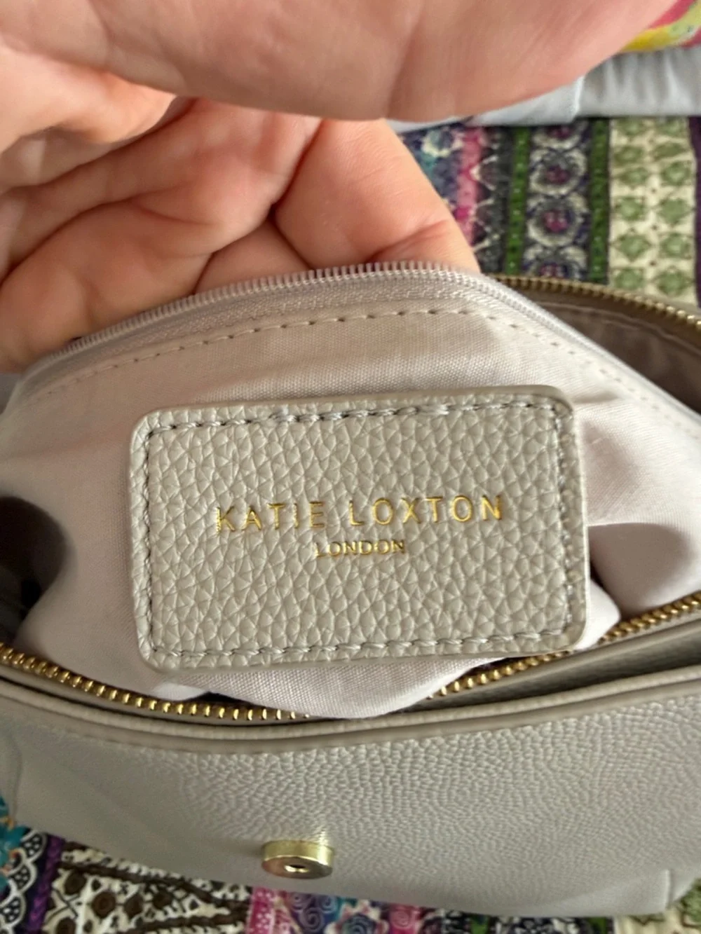 Structured Pebbled Satchel in Light Taupe. Missing strap